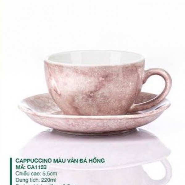  Bộ ly Cappuccino Vân Đá Hồng (220ml)