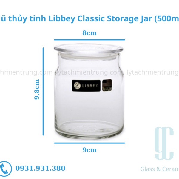 Bình thủy tinh nắp nhựa Libbey Classic Storage Jar (500ml)