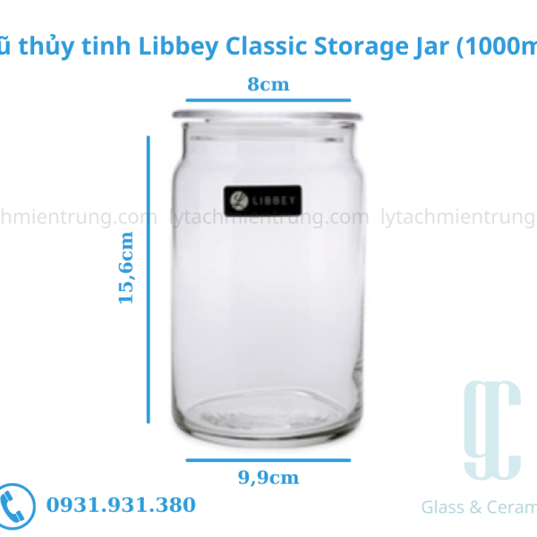 Bình thủy tinh nắp nhựa Libbey Classic Storage Jar (1.000ml)