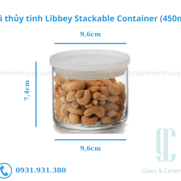 Bình thủy tinh nắp nhựa Libbey Stackable Container With Lid (445ml)