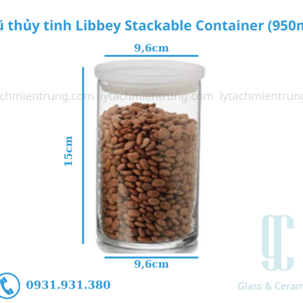 Bình thủy tinh nắp nhựa Libbey Stackable Container With Lid (950ml)