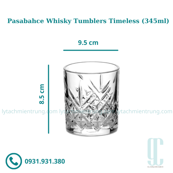 Ly thủy tinh Pasabahce Whisky Tumblers Timeless Rocks Glass (345ml)