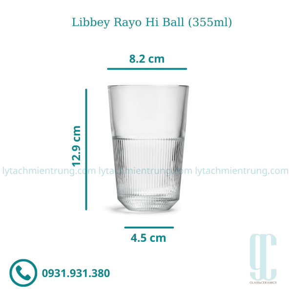 Ly thủy tinh Libbey Rayo Hi Ball (360ml)