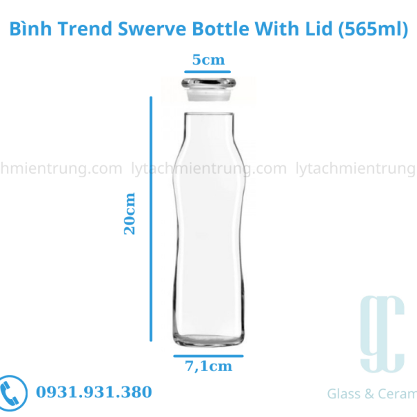 Ly thủy tinh Libbey Trend Swerve Bottle With Lid (565ml)